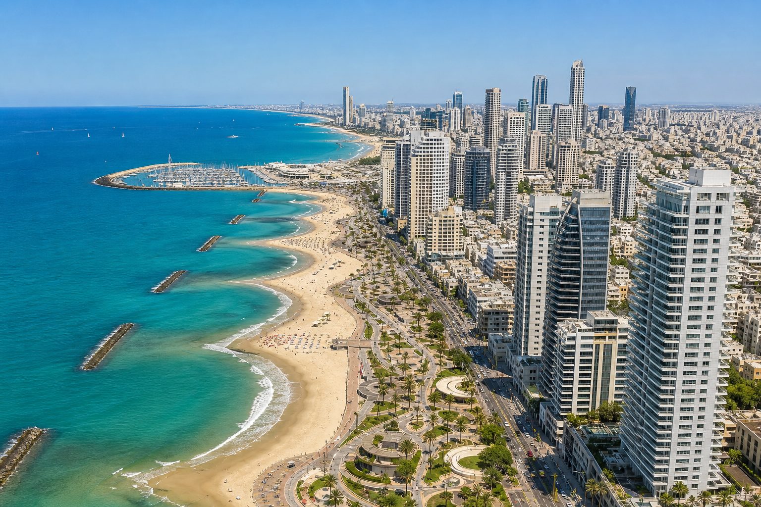 The Tel Aviv coastline